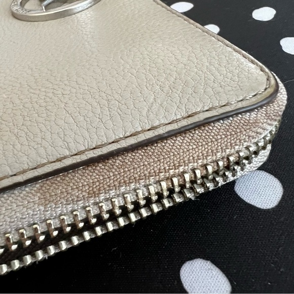 Michael Kors Pebbled Leather Gray Zip Around Wallet - Picture 3 of 5